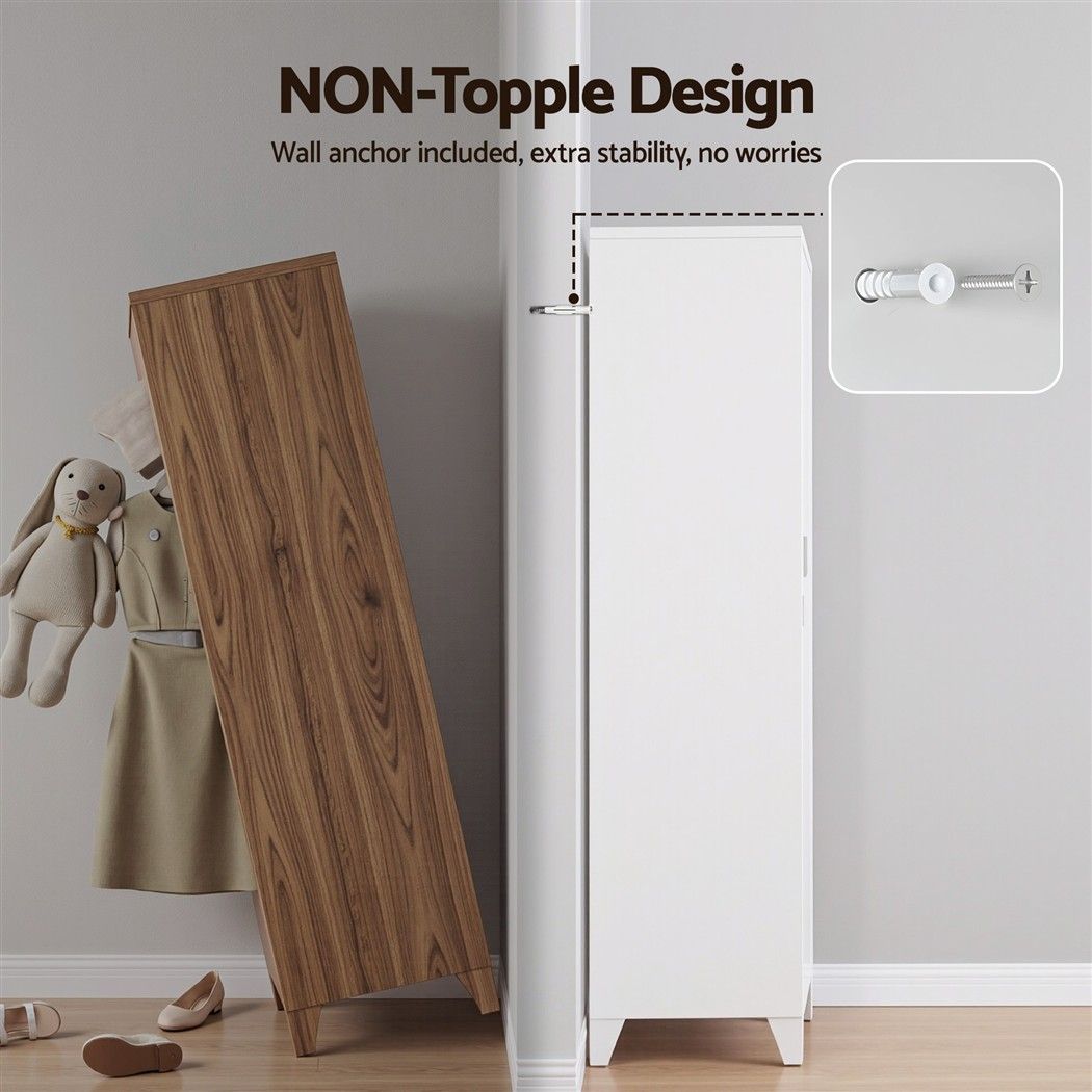 Artiss 2-Door Lockable Wardrobe - Cream White