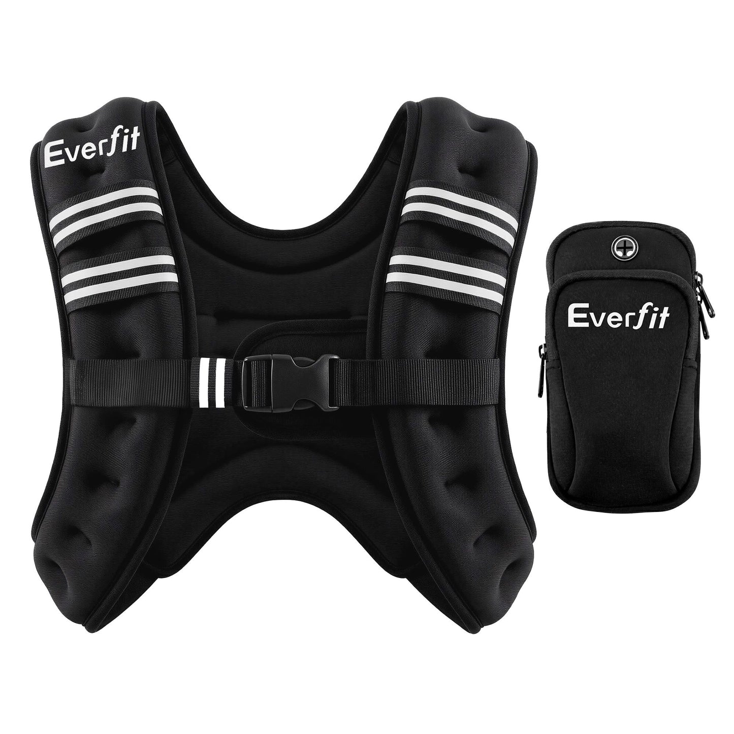 Everfit 10kg Weighted Vest Men Women, Reflective Running Vest with Armband Pouch