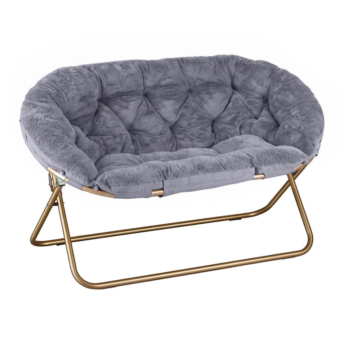 Artiss Double Saucer Chair - Faux Fur - Grey