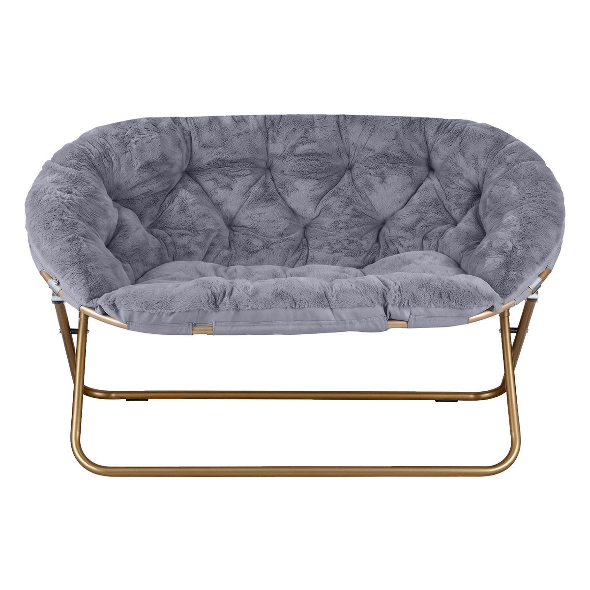 Artiss Double Saucer Chair - Faux Fur - Grey
