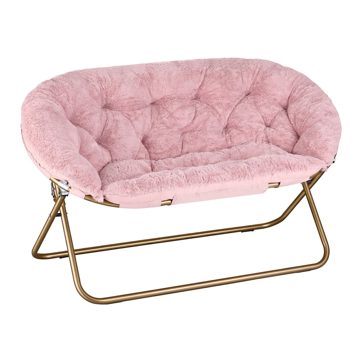 Artiss Double Saucer Chair - Faux Fur - Pink