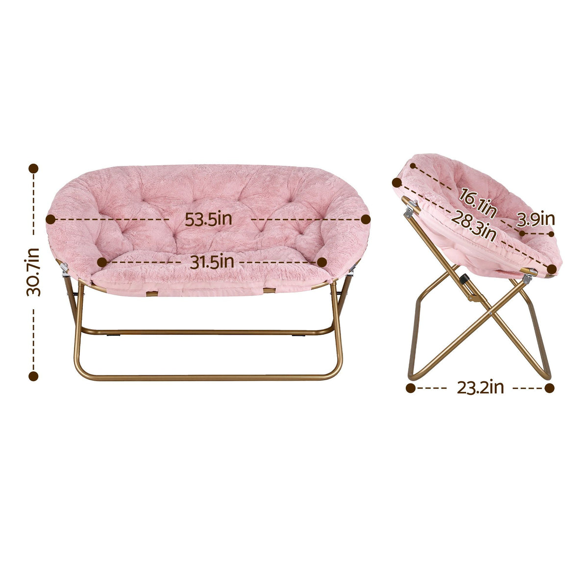 Artiss Double Saucer Chair - Faux Fur - Pink