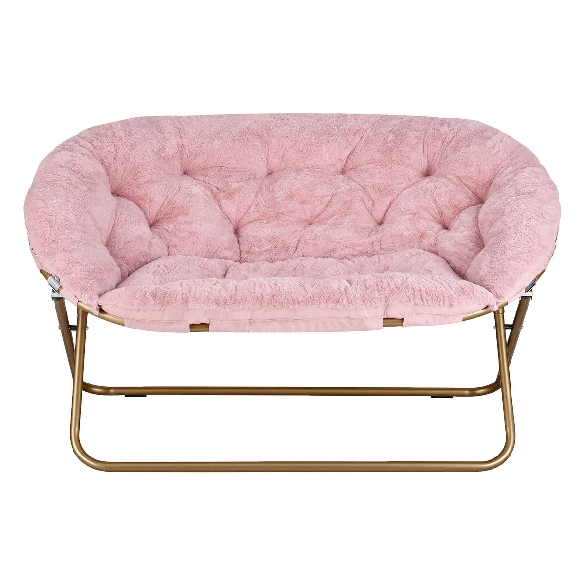 Artiss Double Saucer Chair - Faux Fur - Pink