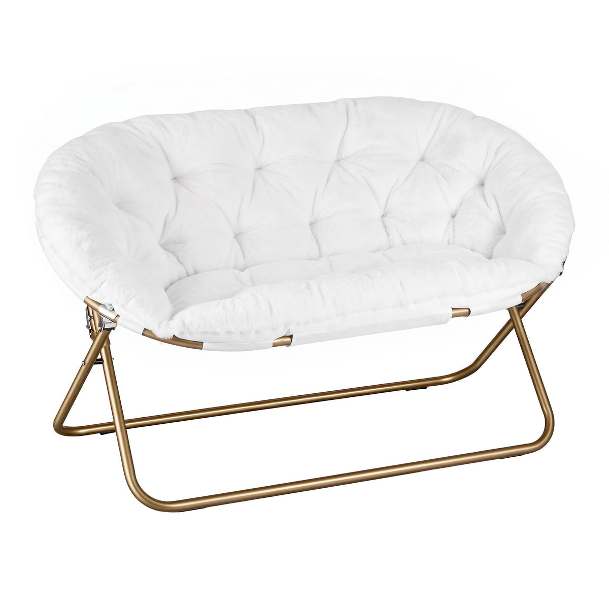 Artiss Double Saucer Chair - Faux Fur - White