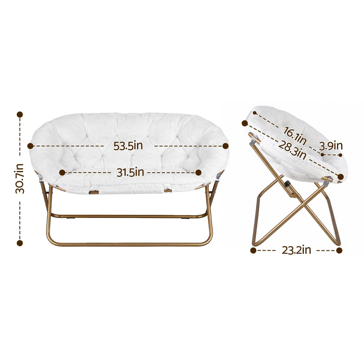 Artiss Double Saucer Chair - Faux Fur - White