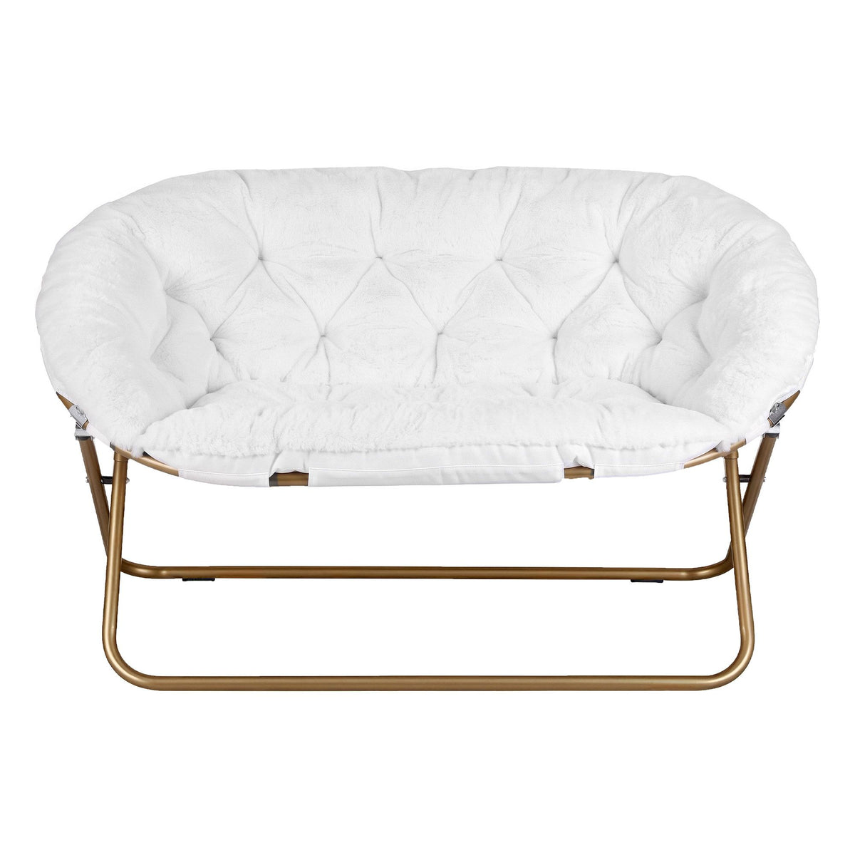 Artiss Double Saucer Chair - Faux Fur - White