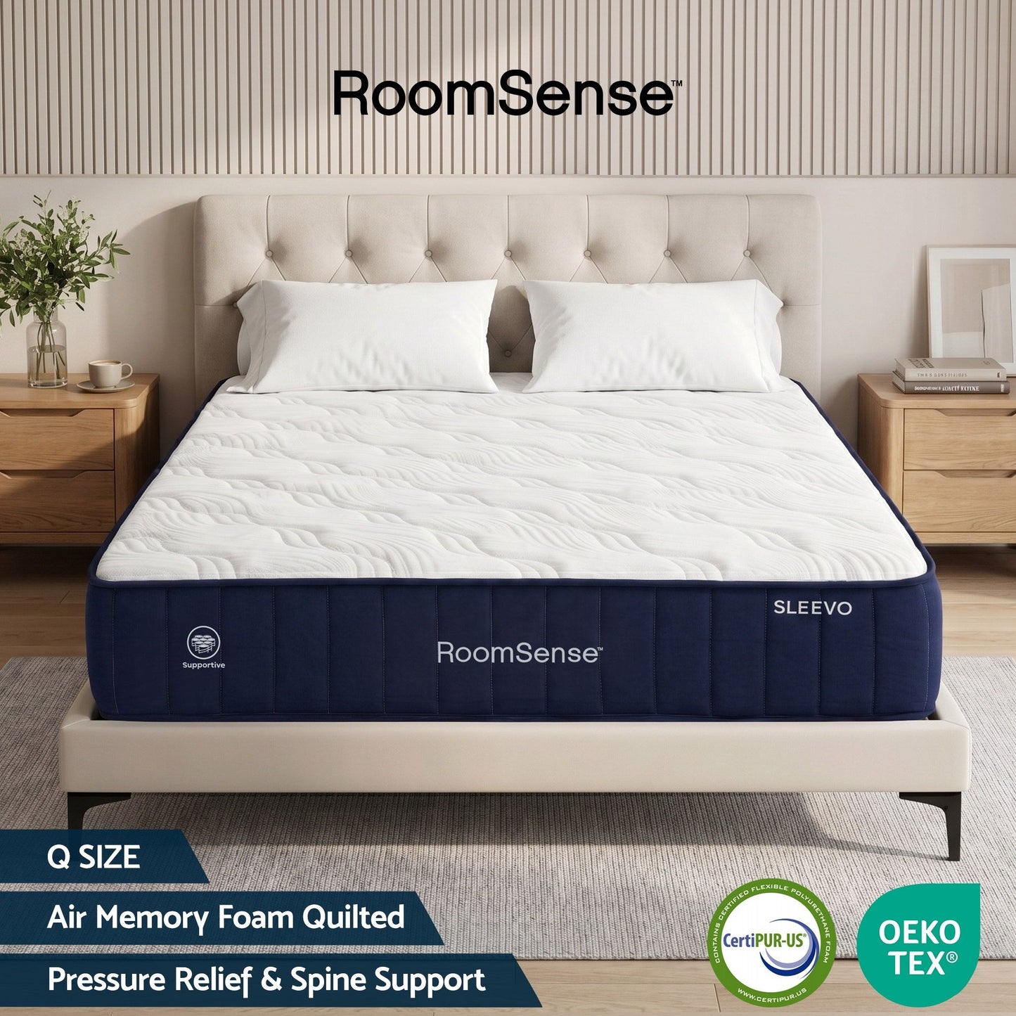 RoomSense Queen 26cm Firm Pocket Spring Hybrid Mattress