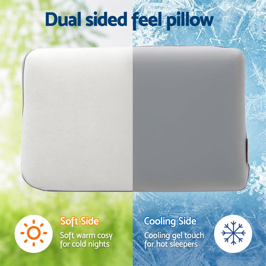 RoomSense Dual-Sided Cooling Memory Foam Pillow - Queen 65 x 40 x 14cm