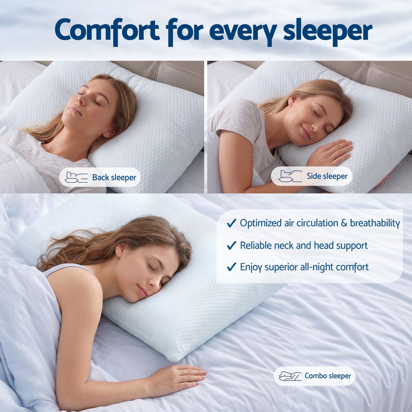 RoomSense Adjustable Shredded Gel Memory Foam Pillow - 72 x 50 x 15cm