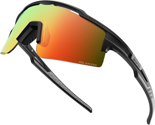 OutdoorMaster Hawk II Sports Sunglasses - Black/Blue
