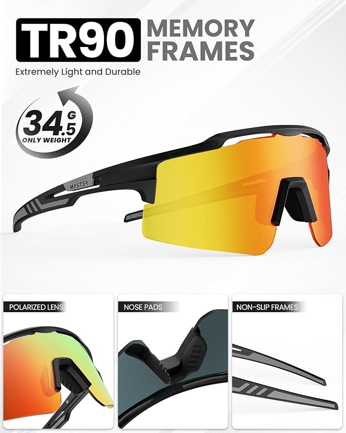 OutdoorMaster Hawk II Sports Sunglasses - Black/Blue