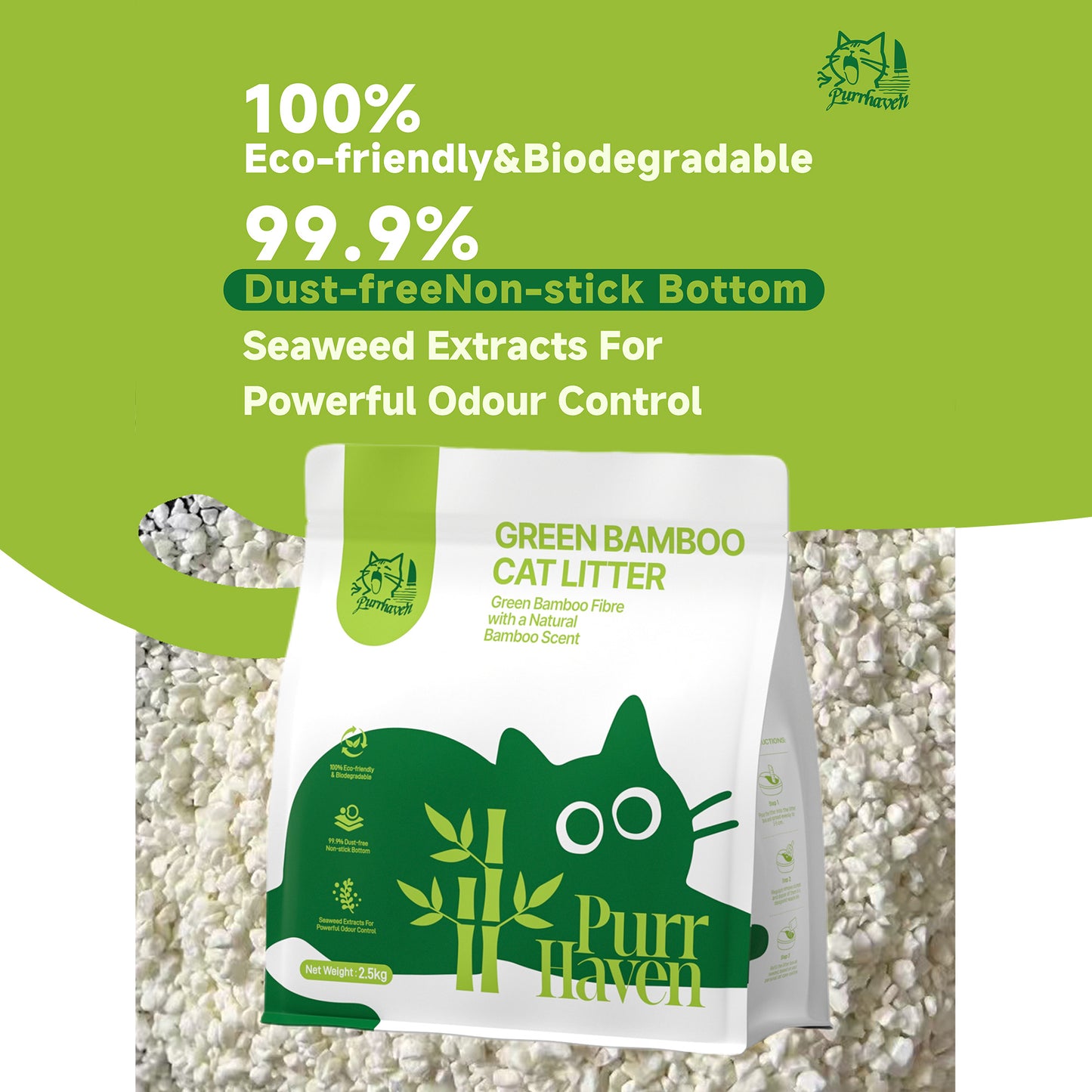 PurrHaven Bamboo Cat Litter 30kg - 12 Pack