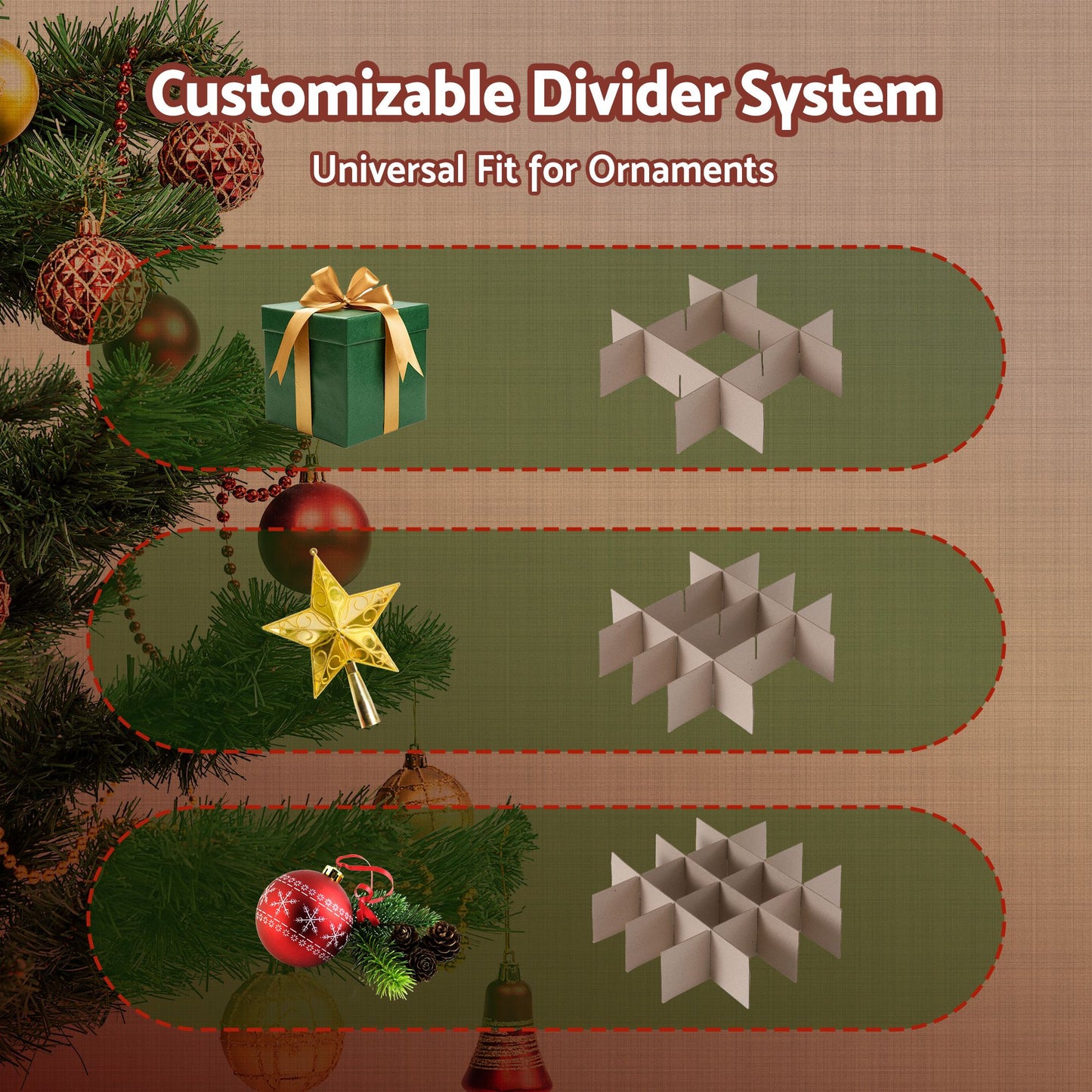 Jingle Jollys Christmas Bauble Storage Box - 128 Slots