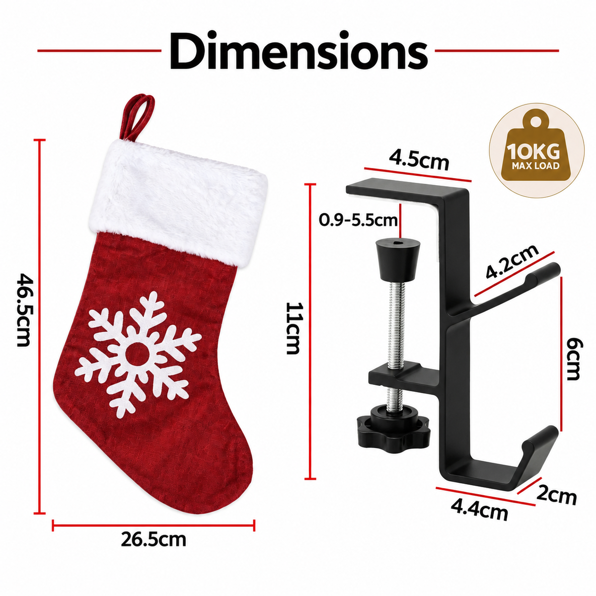 Jingle Jollys 4 Velvet Christmas Stockings 46.5cm & 4 Holders
