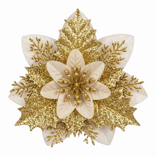 Jingle Jollys Christmas Tree Flower Decorations - 10 Pack