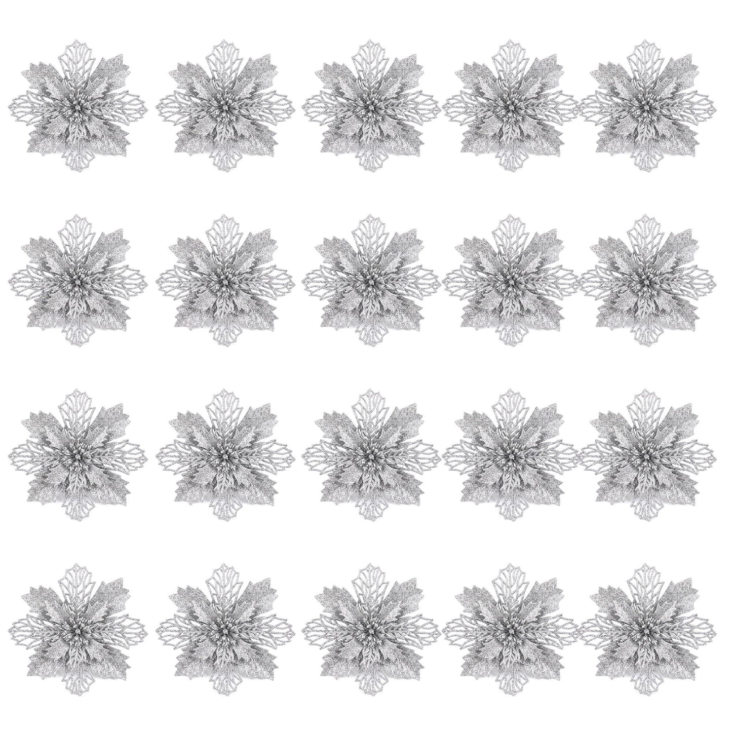 Jingle Jollys Christmas Tree Flower Decorations - 20 Pack
