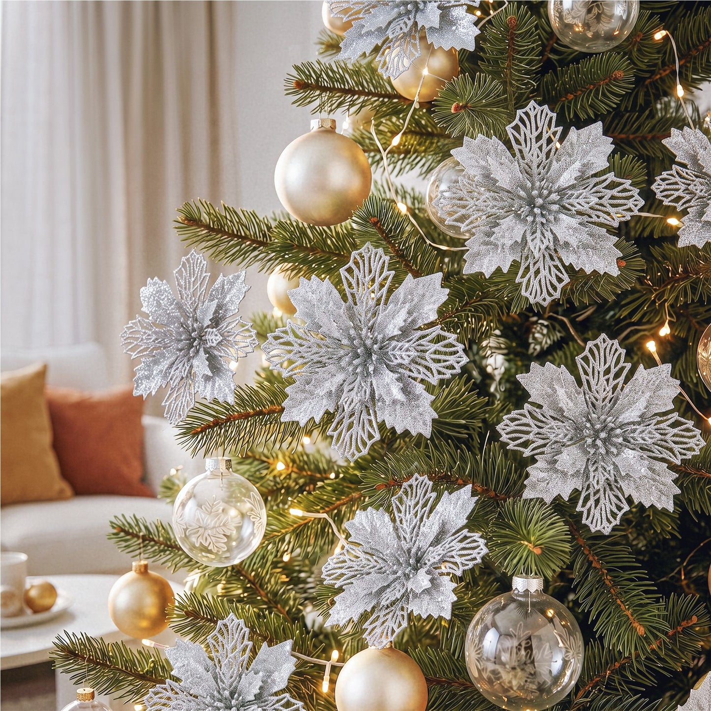 Jingle Jollys Christmas Tree Flower Decorations - 20 Pack