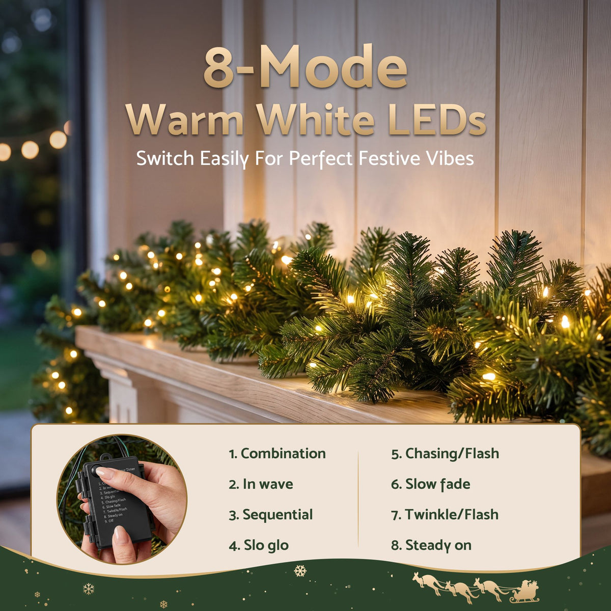 Jingle Jollys LED Christmas Garland - 2.7m