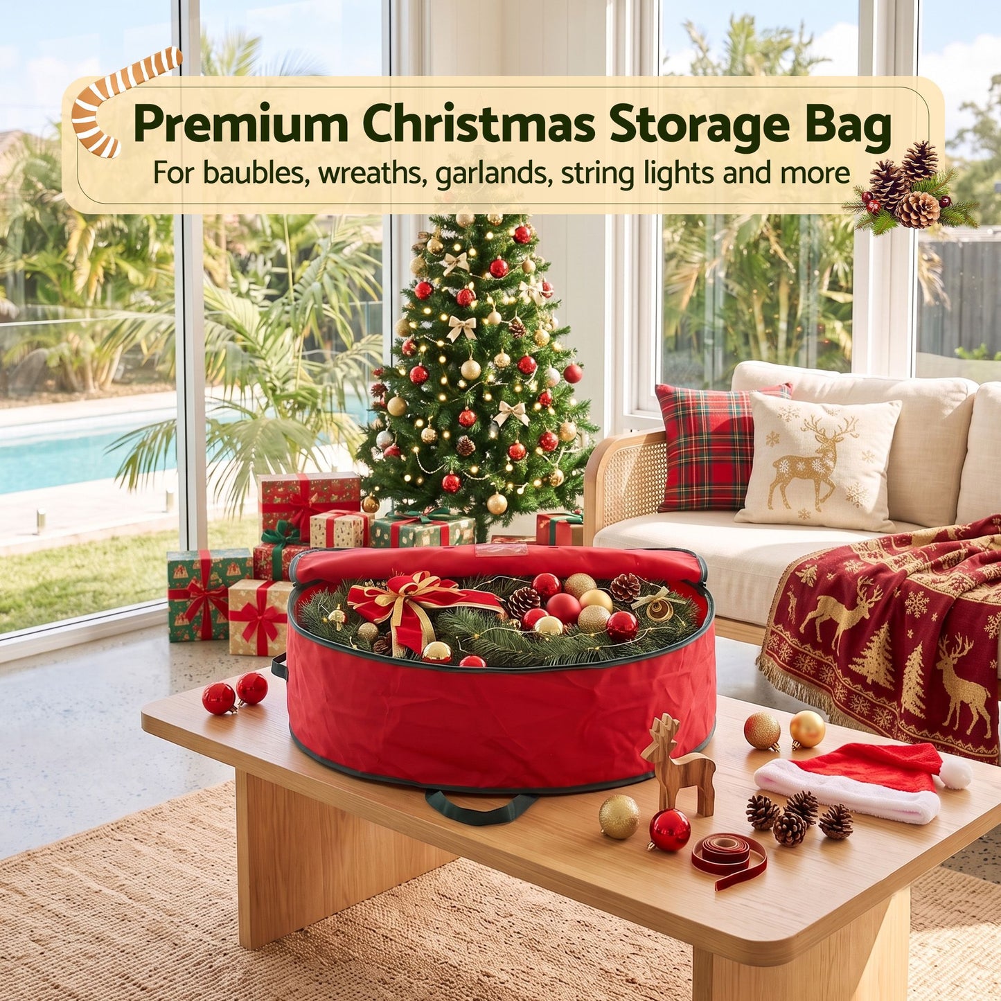 Jingle Jollys Christmas Garland & Wreath Storage Bag
