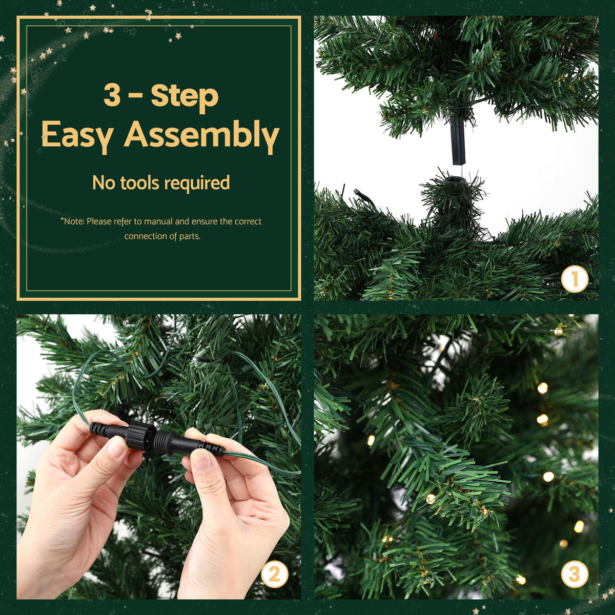 Jingle Jollys Pre-Lit Slim Christmas Tree - 2.4m