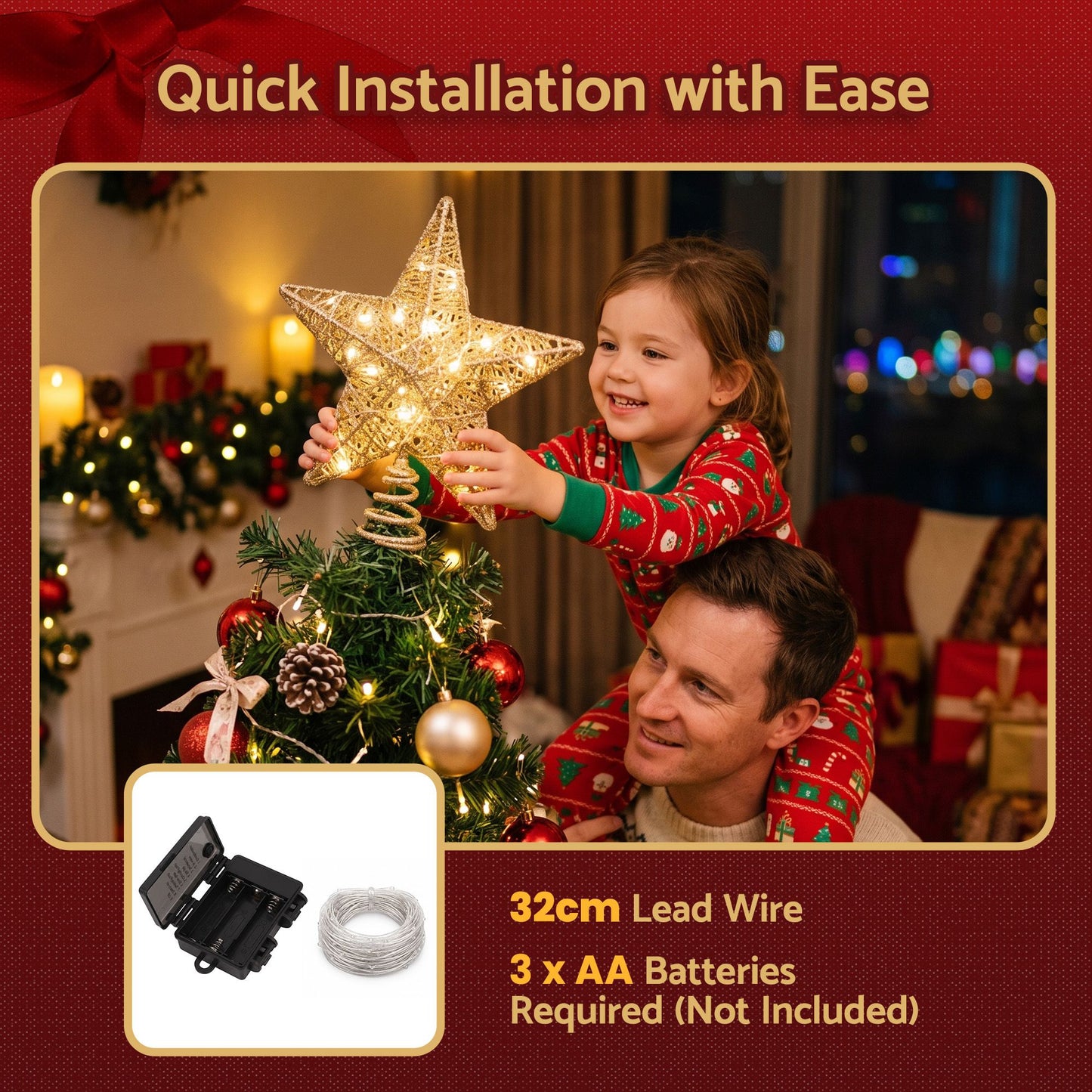 Jingle Jollys 3D Christmas Tree Topper - Star with 20 LEDs