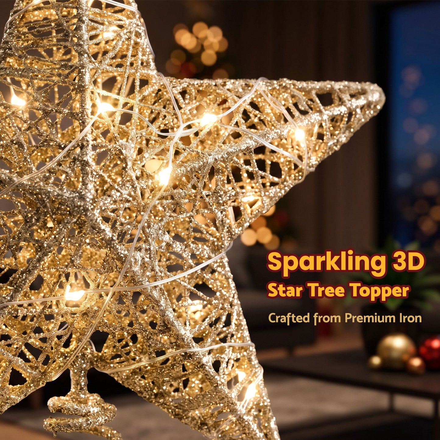 Jingle Jollys 3D Christmas Tree Topper - Star with 20 LEDs