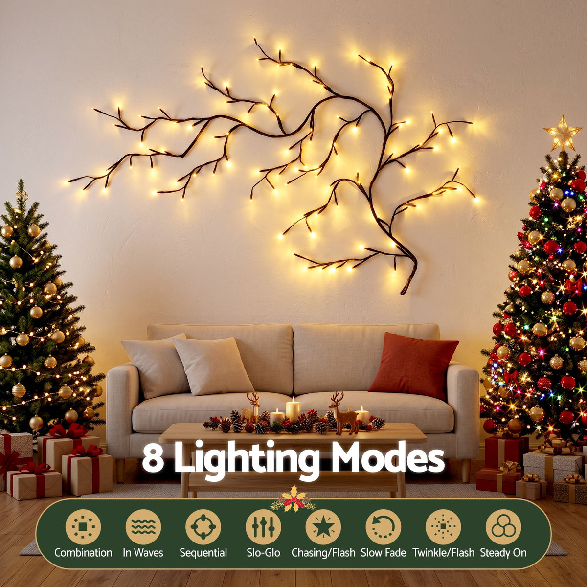 Jingle Jollys LED Christmas Willow Branch - 1.8m