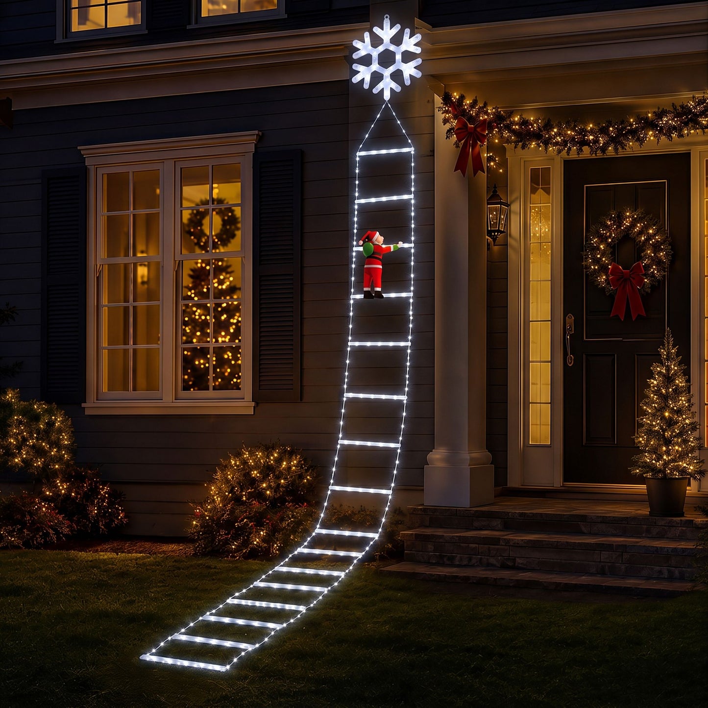 Jingle Jollys Christmas Ladder Lights - 3.4m - Cool White