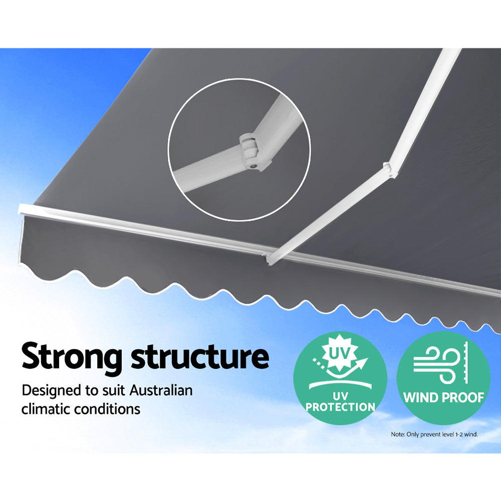Instahut Folding Arm Awning 3m x 2.5m PearlGrey