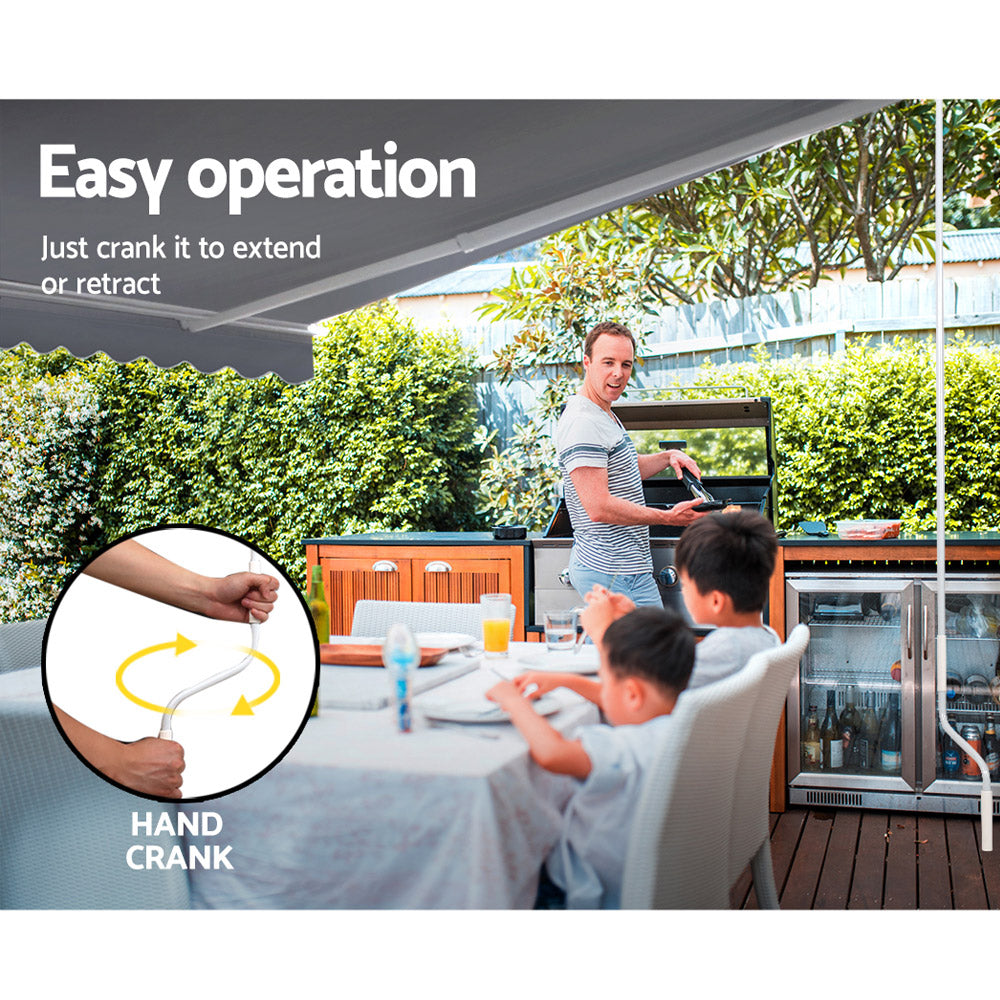 Instahut Folding Arm Awning 3m x 2.5m PearlGrey