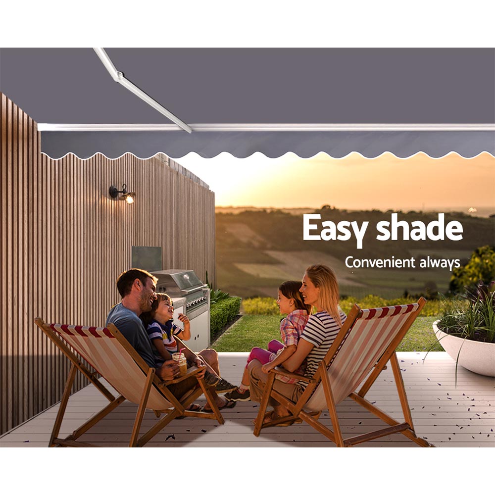 Instahut Folding Arm Awning 3m x 2.5m PearlGrey