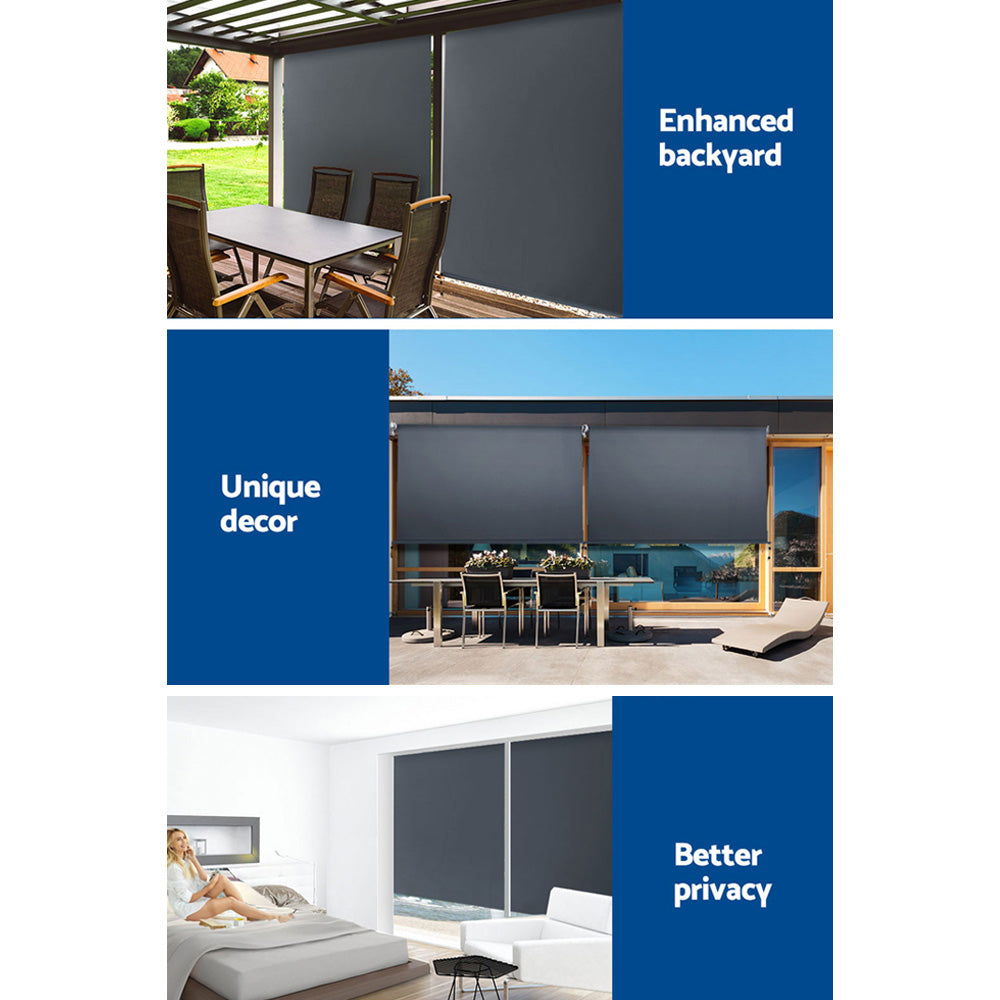 Instahut Outdoor Roller Blind 2.1 x 2.5m Retractable