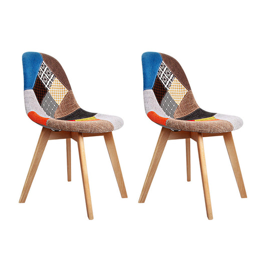 Artiss Set of 2 Retro Beech Fabric Dining Chair