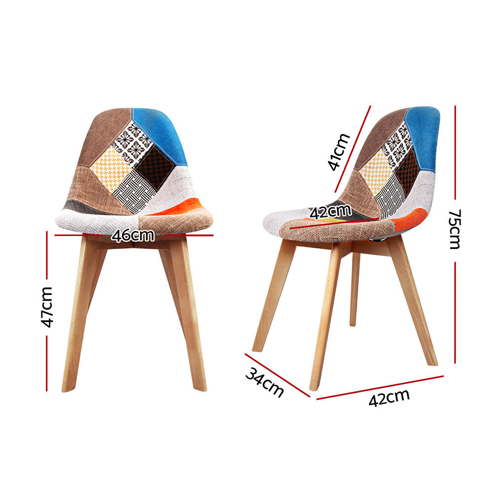 Artiss Set of 2 Retro Beech Fabric Dining Chair