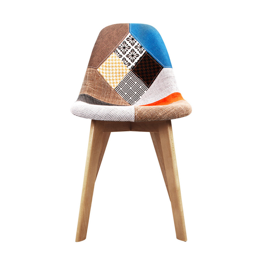 Artiss Set of 2 Retro Beech Fabric Dining Chair