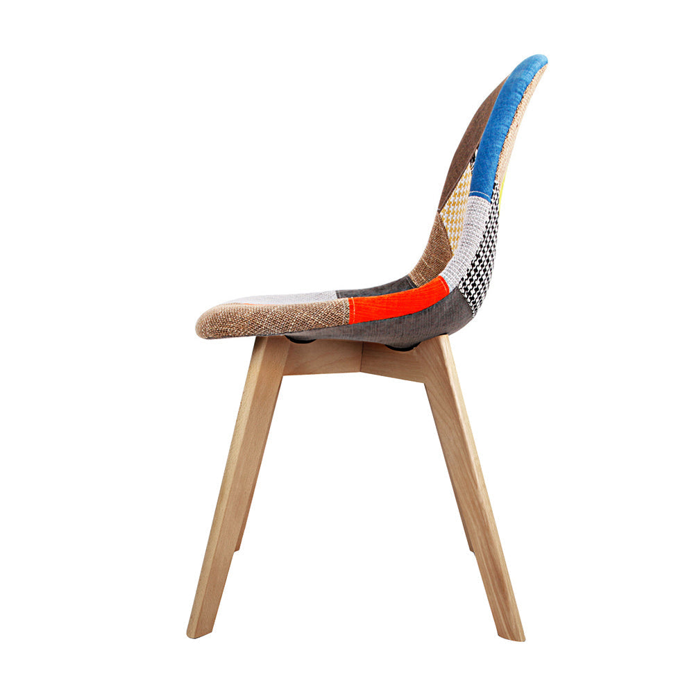 Artiss Set of 2 Retro Beech Fabric Dining Chair