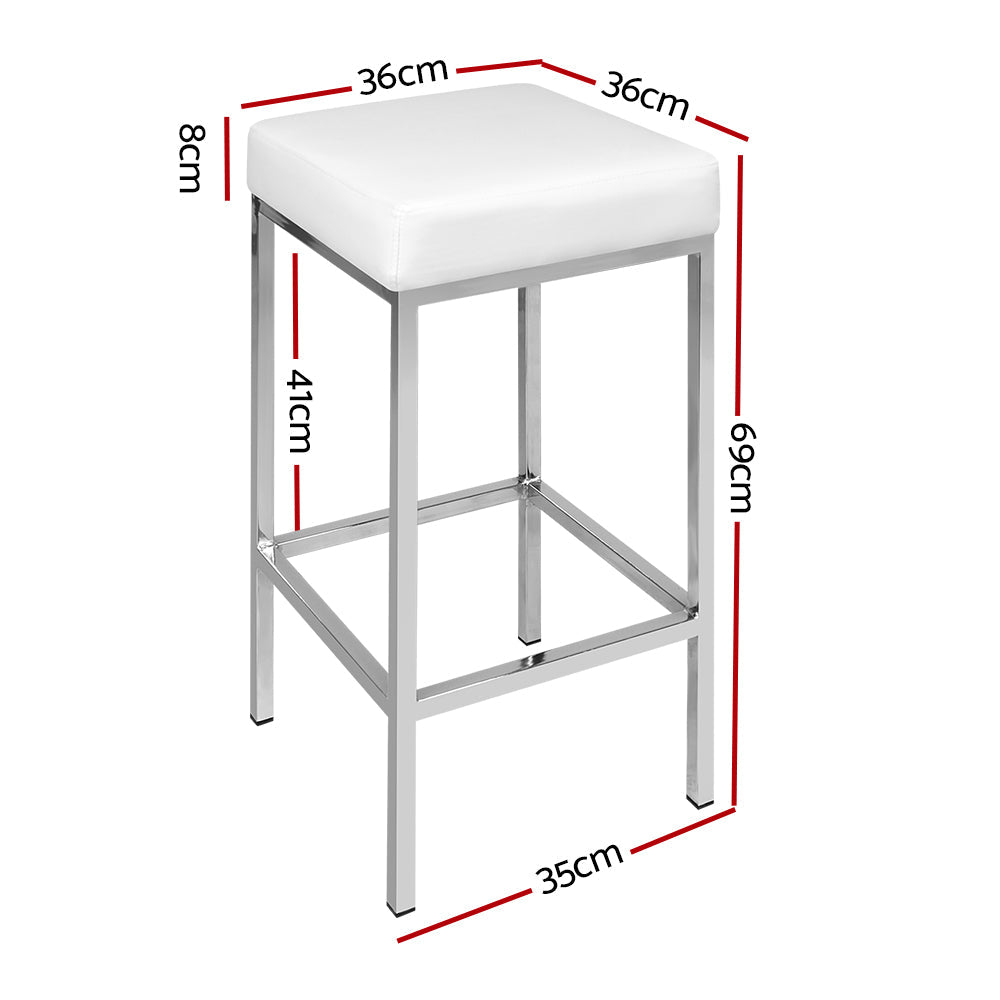 Artiss Set of 2 PU Leather Backless Bar Stools