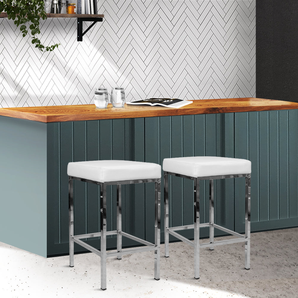 Artiss Set of 2 PU Leather Backless Bar Stools