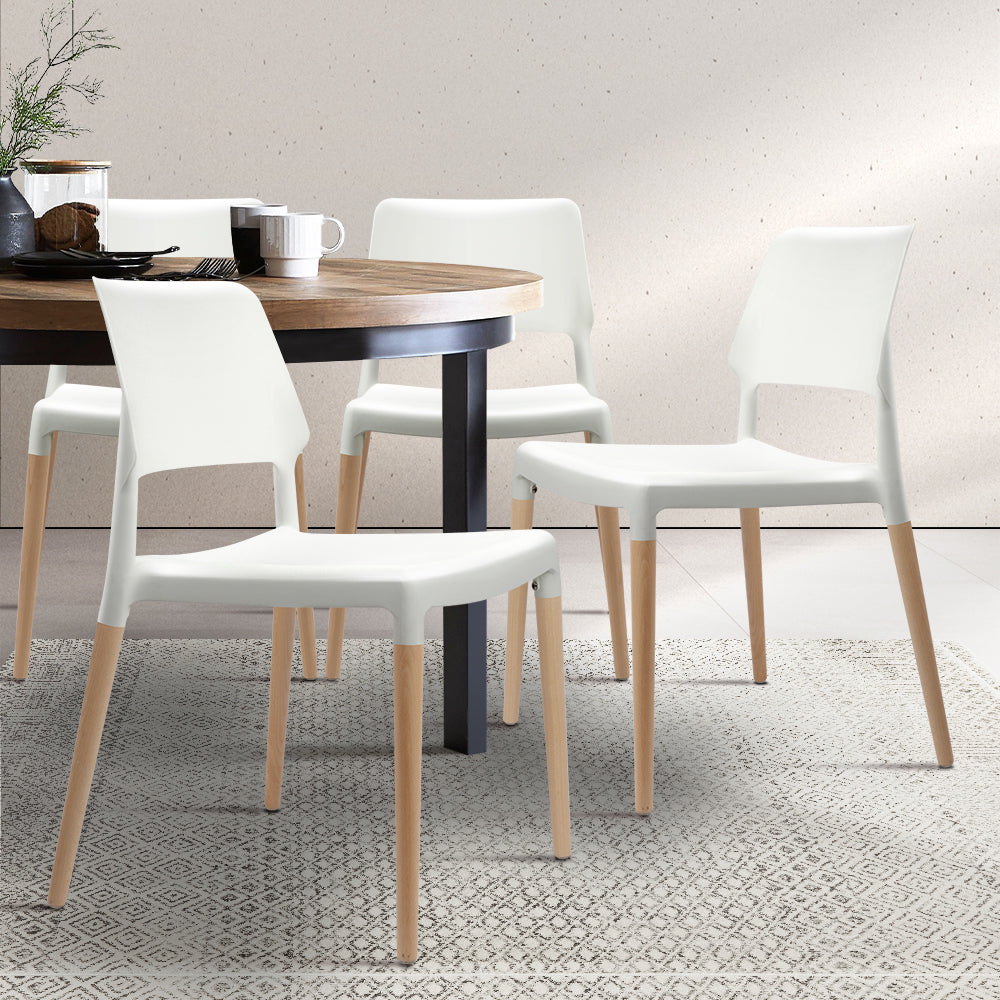 Artiss Set of 4 Wooden Stackable Dining Chairs