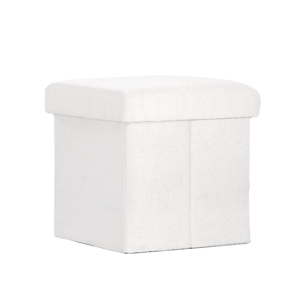 Artiss Teddy Fabric Storage Foot Stool - White
