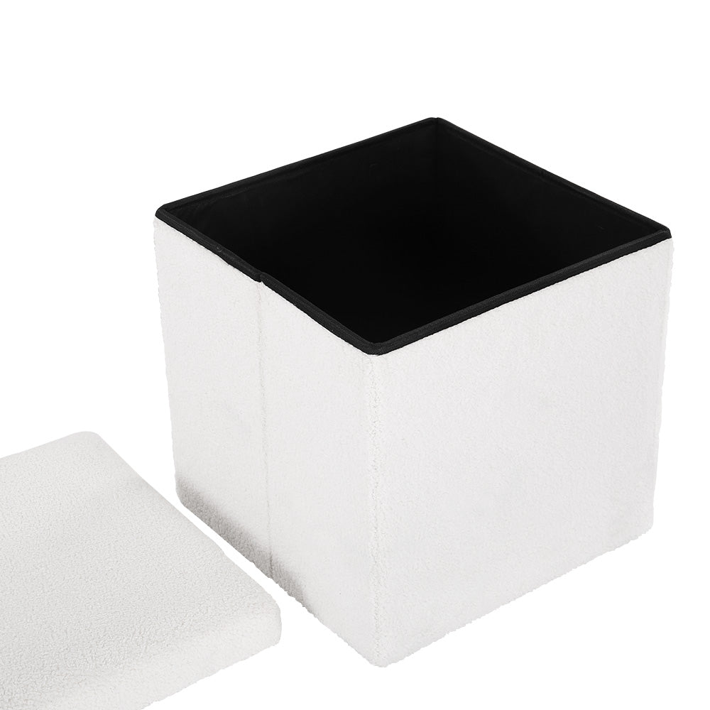 Artiss Teddy Fabric Storage Foot Stool - White