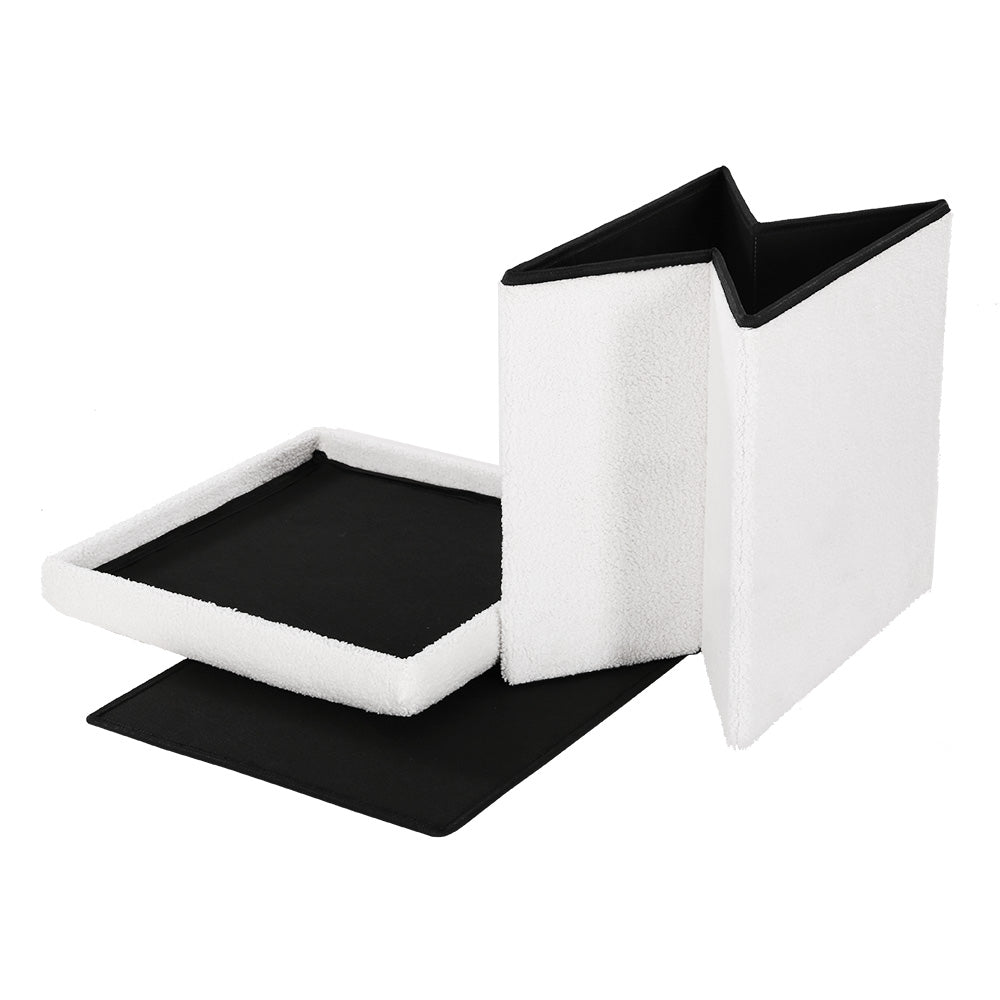 Artiss Teddy Fabric Storage Foot Stool - White