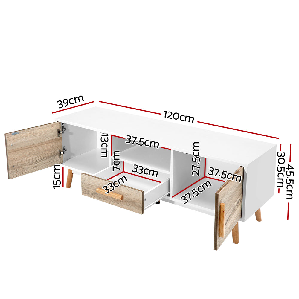 Wooden Entertainment TV Unit - White & Wood