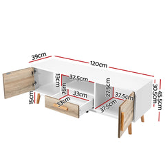 Wooden Entertainment TV Unit - White & Wood