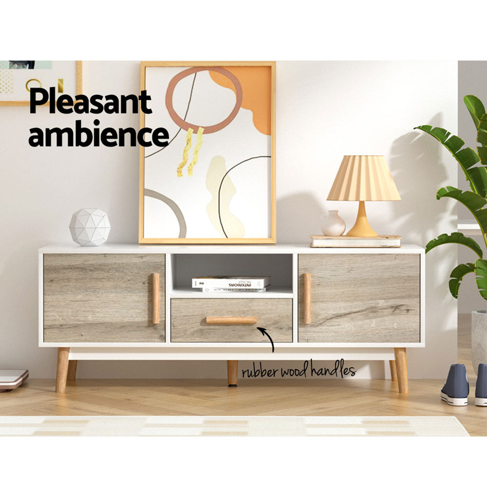 Wooden Entertainment TV Unit - White & Wood