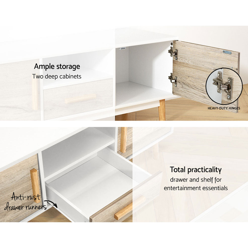 Wooden Entertainment TV Unit - White & Wood