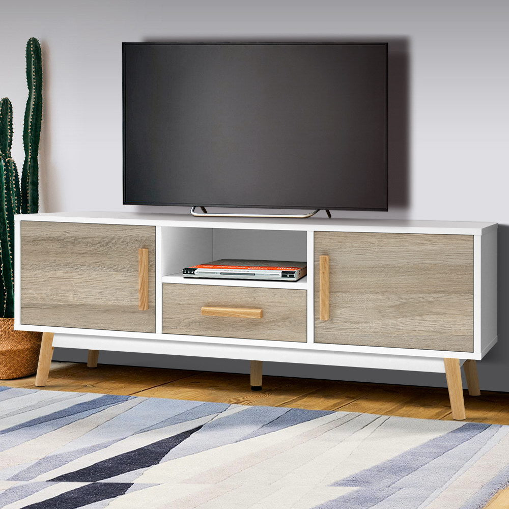 Wooden Entertainment TV Unit - White & Wood