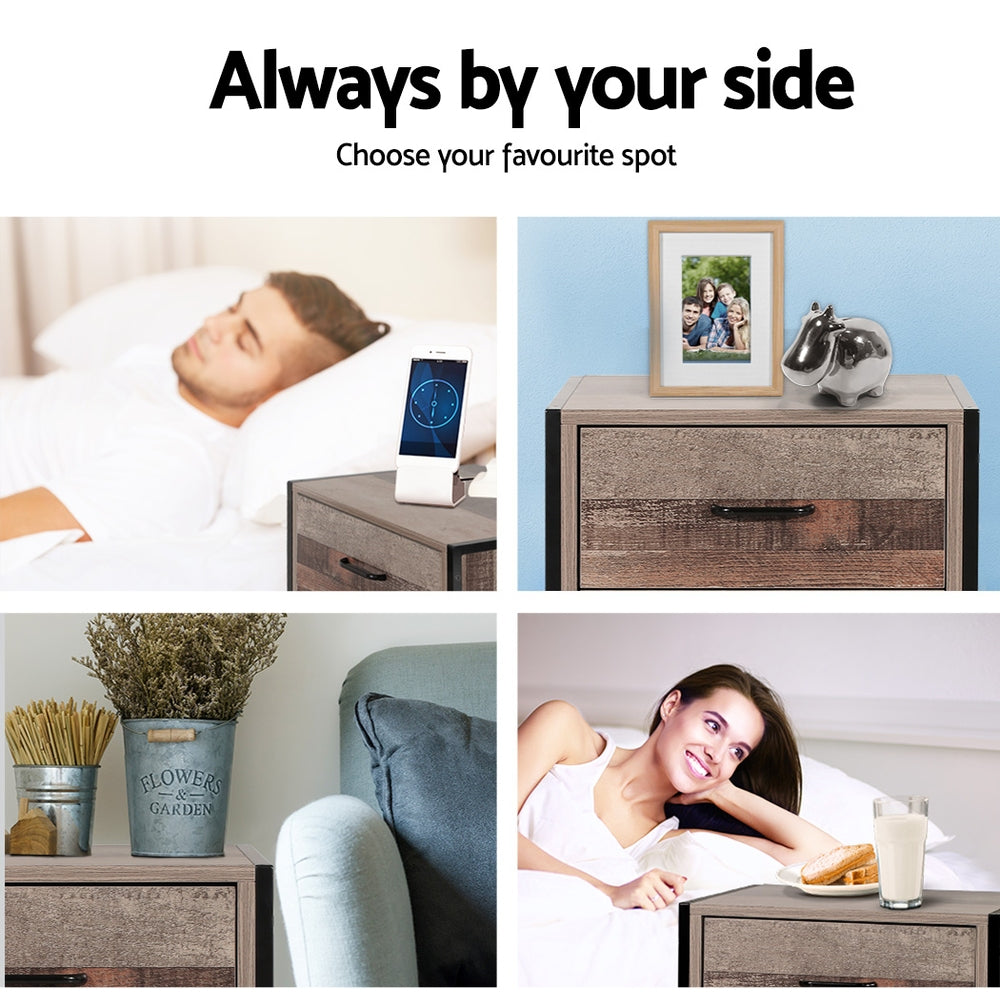 Artiss Bedside Table Drawers Nightstand