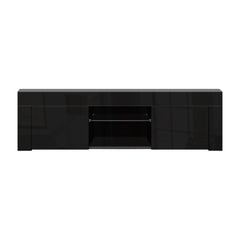 130cm RGB LED TV Stand Cabinet Entertainment Unit Gloss Furniture Black