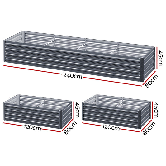 Greenfingers Garden Bed Galvanised Raised Steel Instant Planter 240X80X45CM